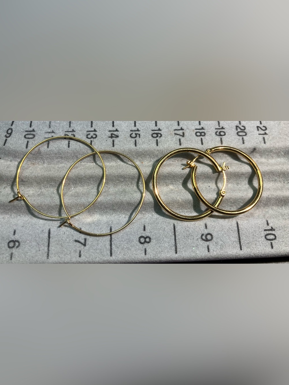 2 pair Gold Hoop Earrings - Classic Thin & Twisted Styles